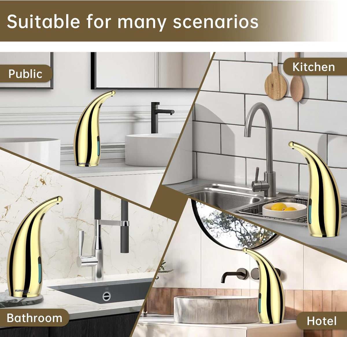 Automatic Liquid Soap Dispenser,300ML Touchless 4 Gear Adjustable,Countertop Electric Battery