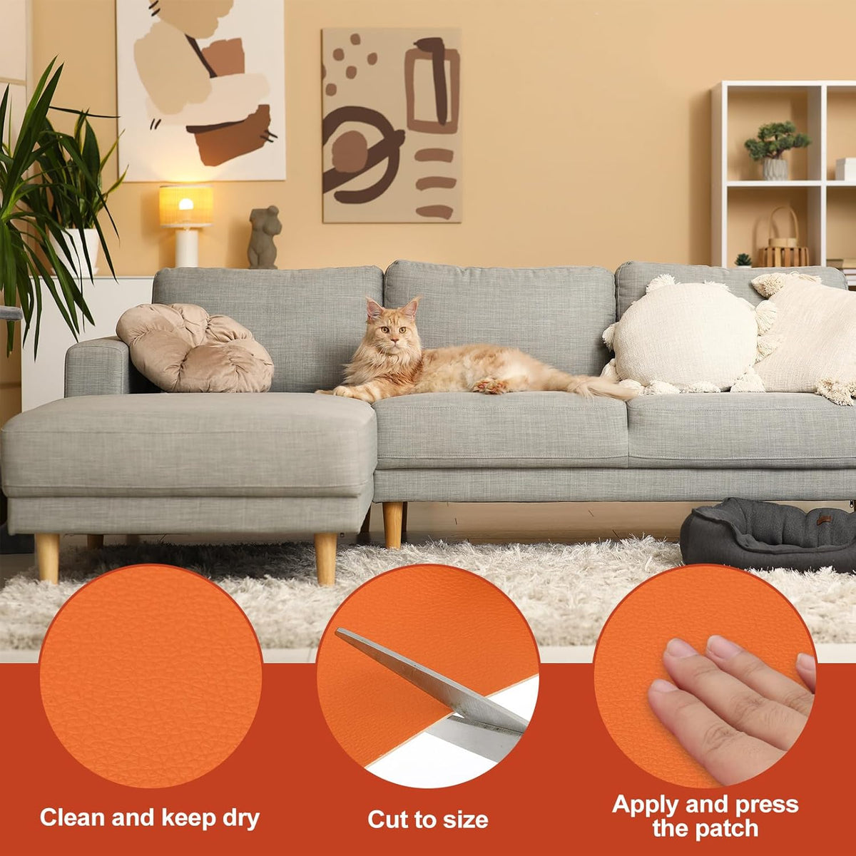 PATIKIL Leather Patches Tape for Furniture, 3.2 x 61 Inch Self Adhesive Vinyl Leather Repair Kit