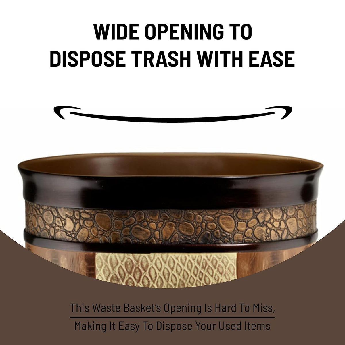 Decorative Trash Can for Bathroom, Office & Bedroom - 2.1 Gallons Stylish & Small Trash Can for