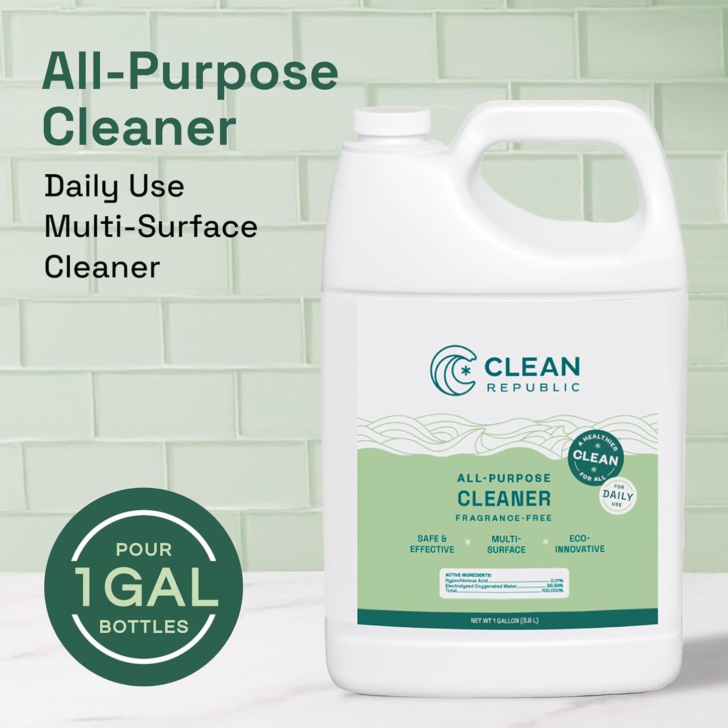 Clean Republic All-Purpose Cleaner, Daily Use Cleaner for Kitchens, Bathrooms, and More, 1 Gallon