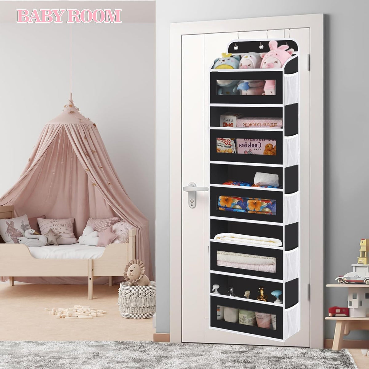 Over The Door Organizer, 5 Shelves Closet Door Hanging Organizer with 10 Mesh Pockets, Nursery