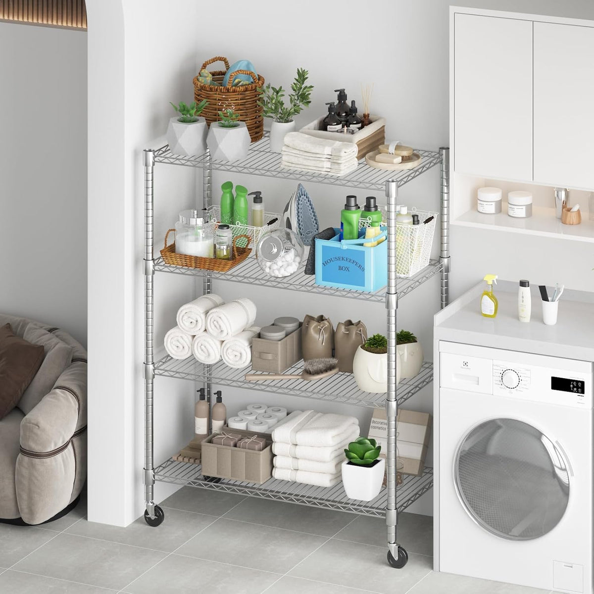 Himimi 4-Tier Heavy Duty Steel Wire Rack Storage Shelving, Adjustable Metal Storage Shelves with