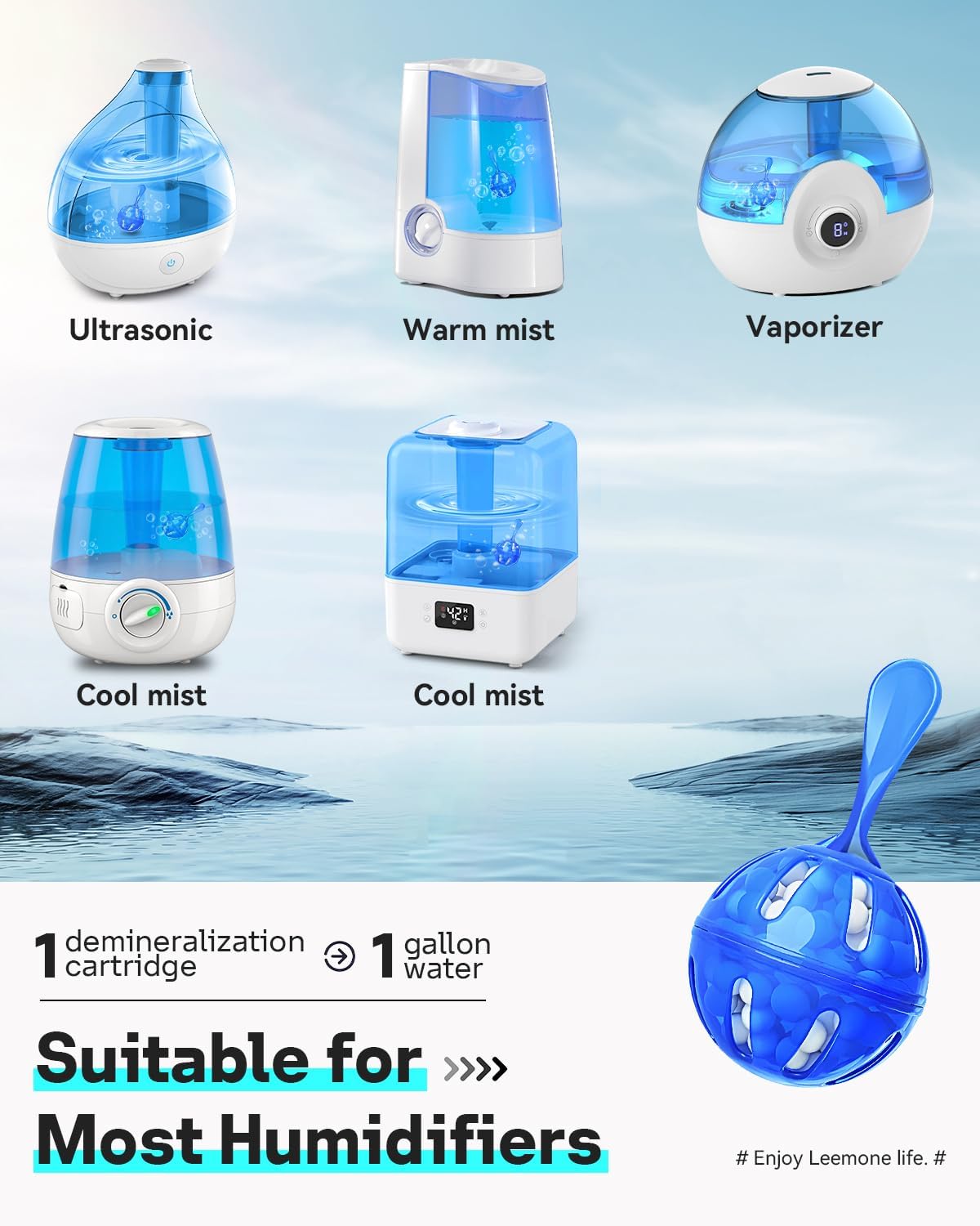 Leemone Humidifier Cleaner 20 Pack, Demineralization Cleaning Ball, Works in All humidifiers and