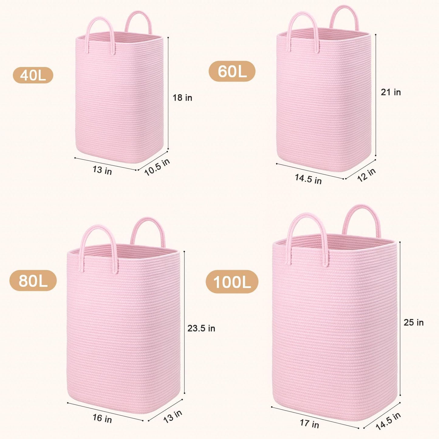 Laundry Basket,Woven Cotton Rope Laundry Hamper,80L Versatile Storage for Dirty Clothes,Baby