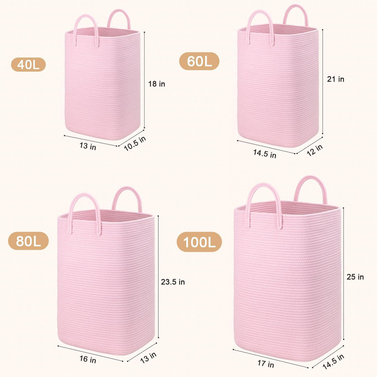 Laundry Basket,Woven Cotton Rope Laundry Hamper,80L Versatile Storage for Dirty Clothes,Baby