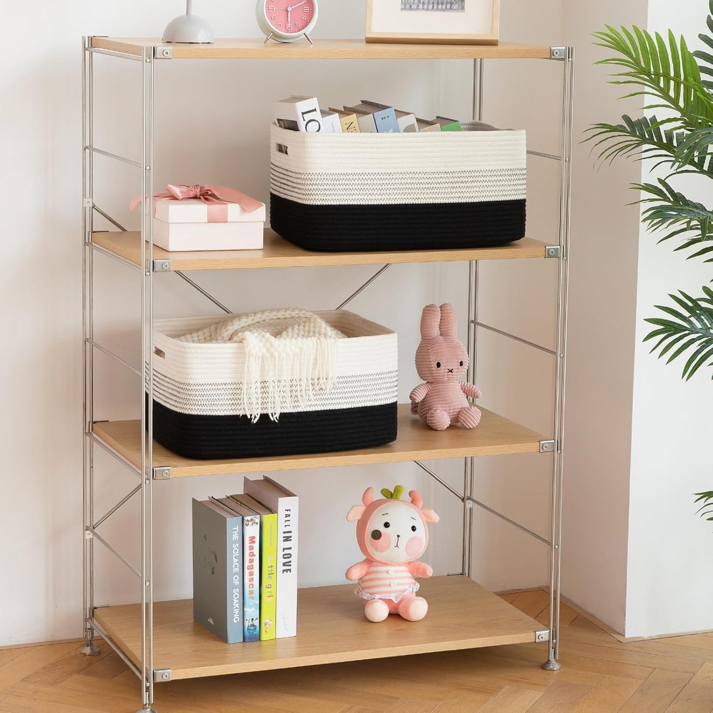 Large Storage Basket for Organizing, Woven Rope Basket for Shelves, Closet Organizer Bins for