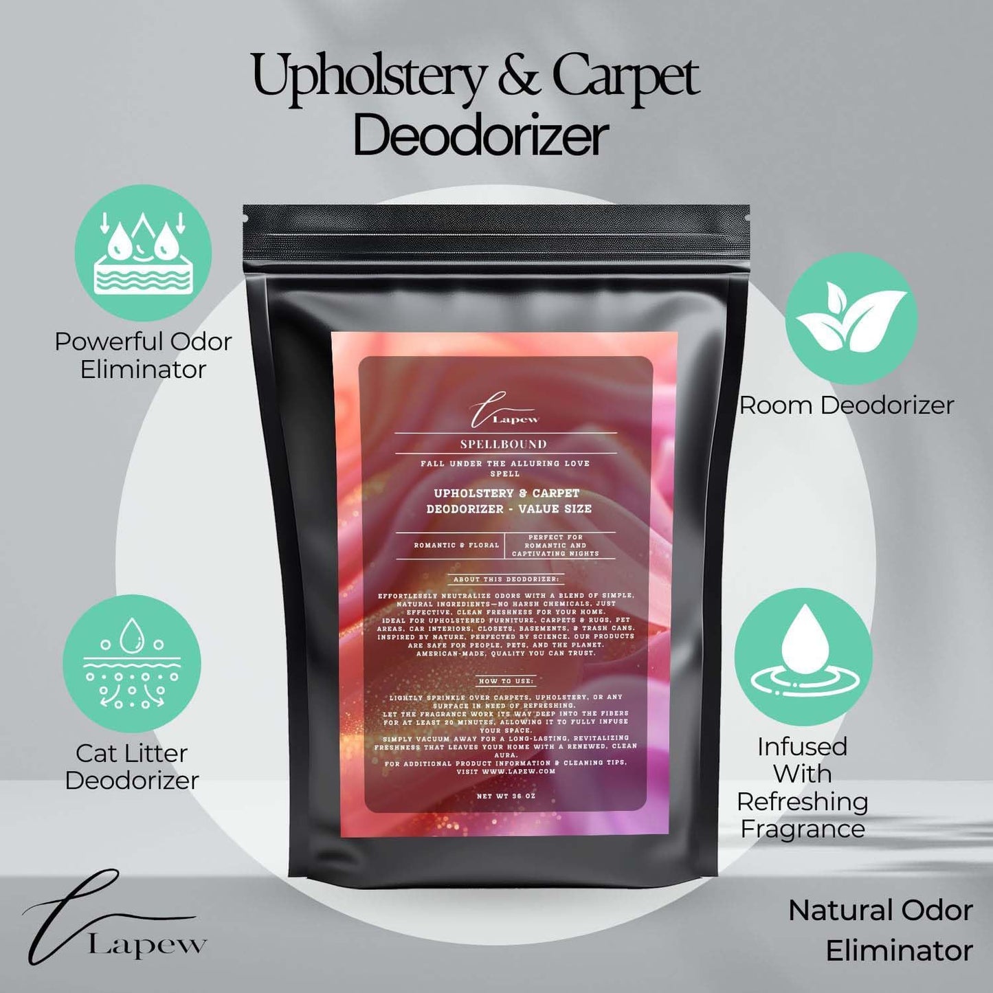 Spellbound Carpet Freshener Powder Refill 36 oz | Powerful Odor Eliminator for Home | Upholstery