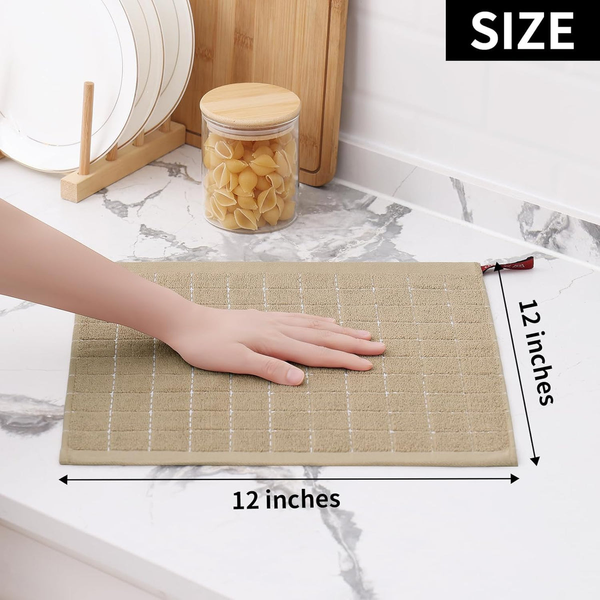 Homaxy 100% Cotton Terry Kitchen Dish Cloths, Ultra Soft and Absorbent Dish Towels for Kitchen
