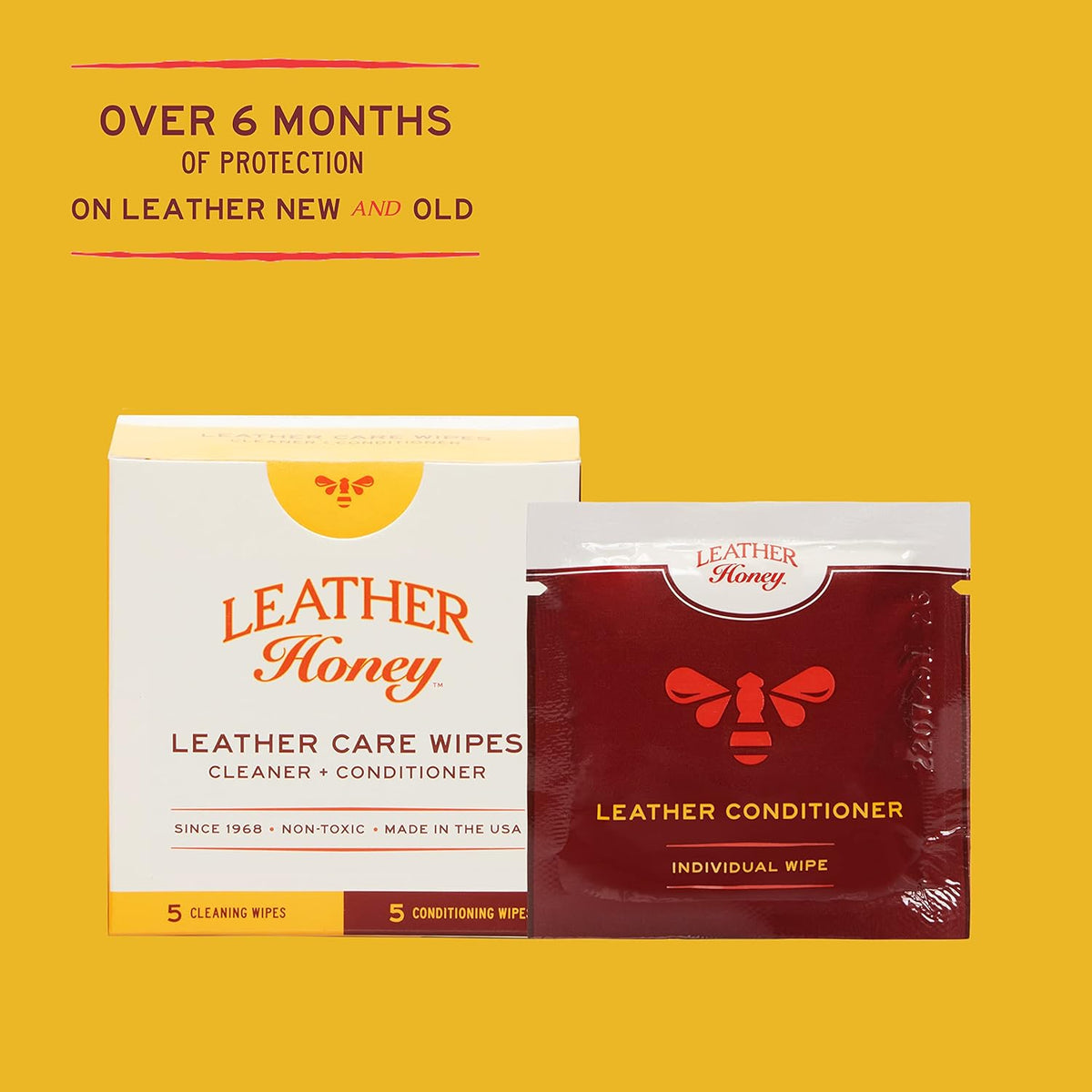 Leather Honey Leather Wipe Kit: Clean & Restore On-The-Go. For Any Color of Leather Couches, Car