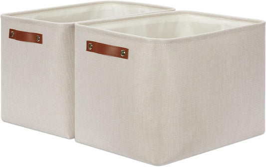 DULLEMELO 2-Pack Large Storage Baskets for Organizing 16"x12"x12" Canvas Fabric Storage Basket Bins