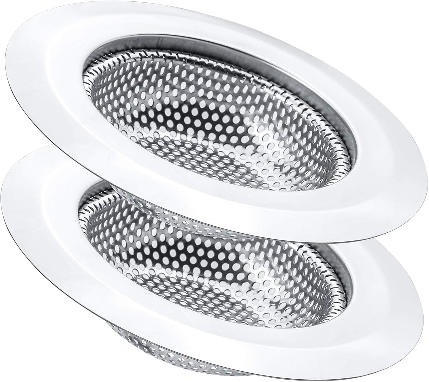 2 Pcs Kitchen Sink Strainer, Stainless Steel Drain Cover, Large Wide Rim 4.5" Diameter, Anti