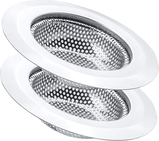 2 Pcs Kitchen Sink Strainer, Stainless Steel Drain Cover, Large Wide Rim 4.5" Diameter, Anti
