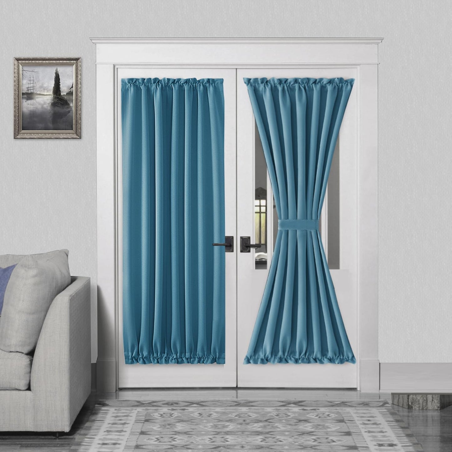 DWCN French Door Curtains – Rod Pocket Thermal Blackout Curtain for Doors with Glass Window