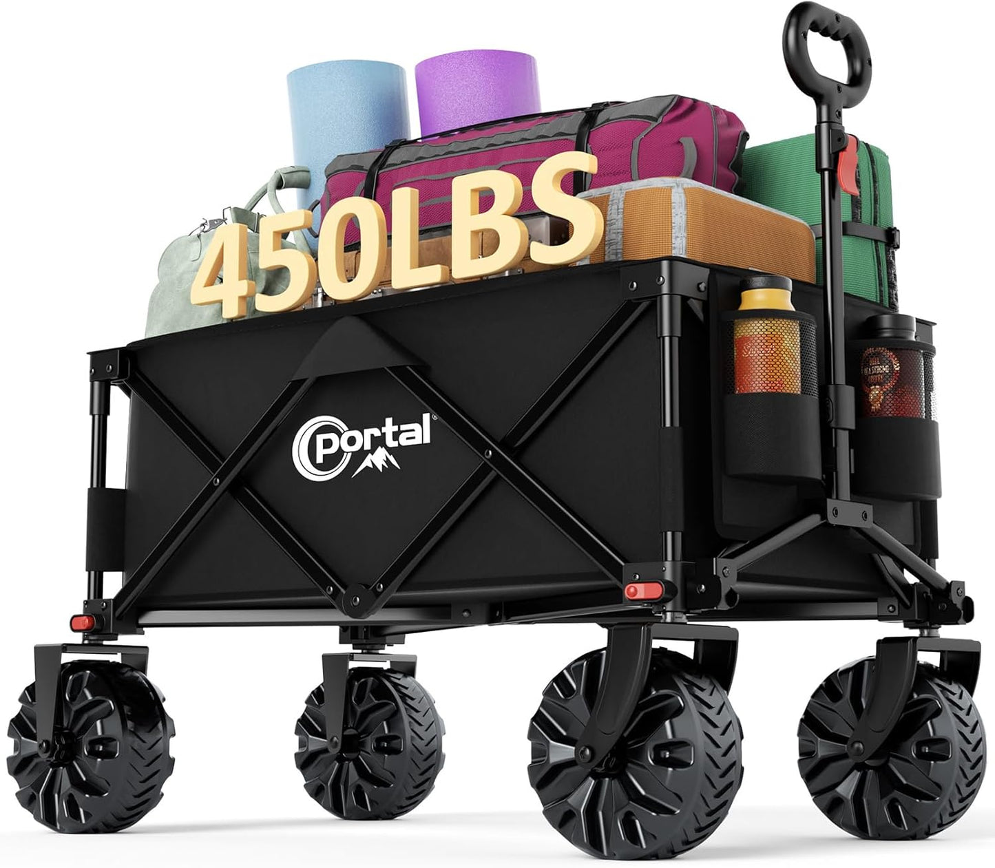 PORTAL Collapsible Folding Utility Beach Wagon Carts Heavy Duty with All Terrain Wheels for