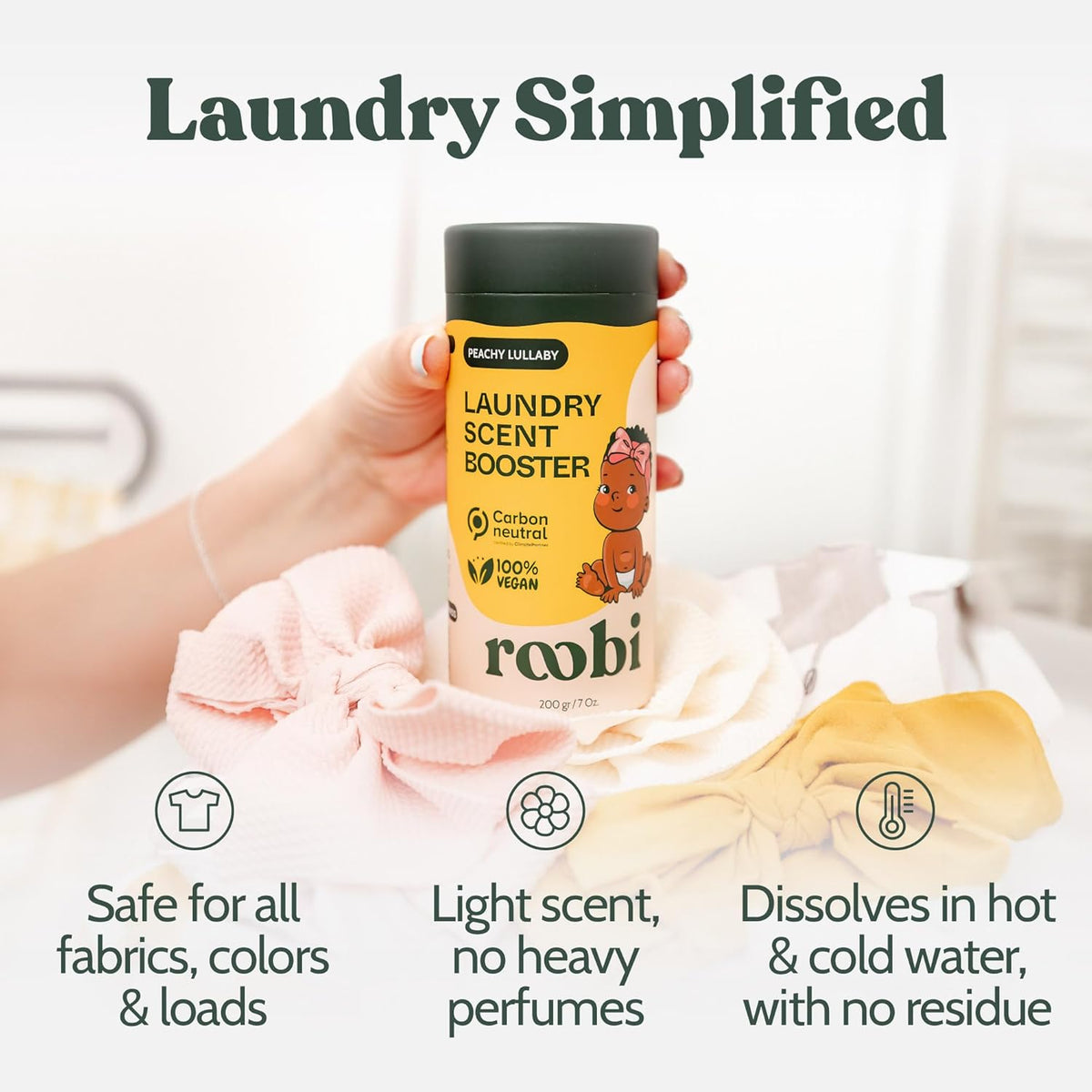 Roobi Baby Laundry Scent Booster. Peachy Lullaby Fragrance Beads. Specially Formulated for Baby's
