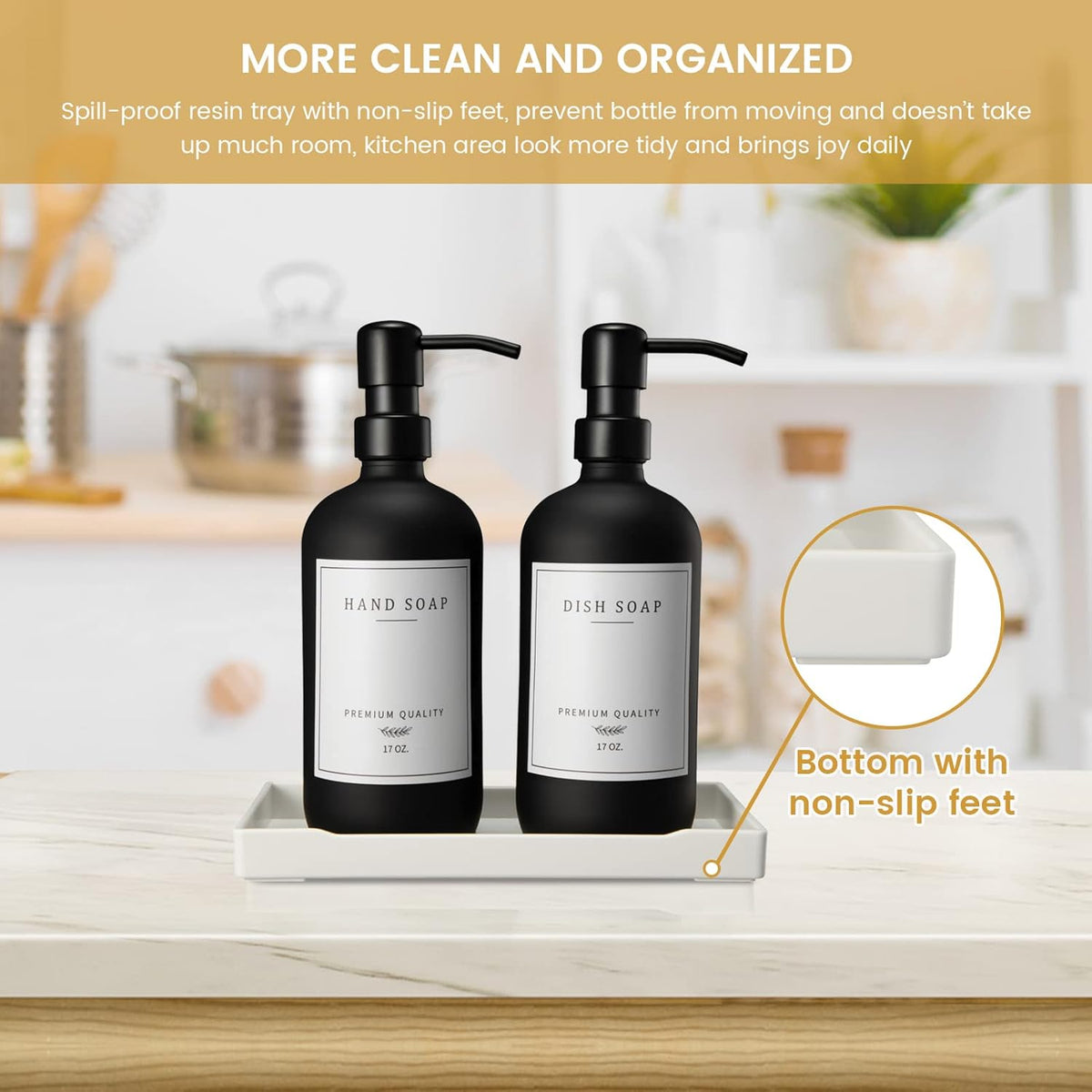 Glass Soap Dispenser for Kitchen Sink,Farmhouse Dish Soap Dispenser&Hand Soap Dispenser