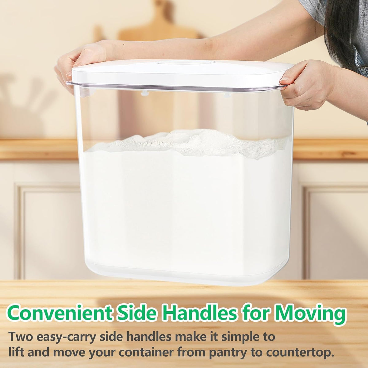 Airtight Rice Container 25 Lbs with Handle and Cup – 12.68Qt Large Flour Sugar Storage Container