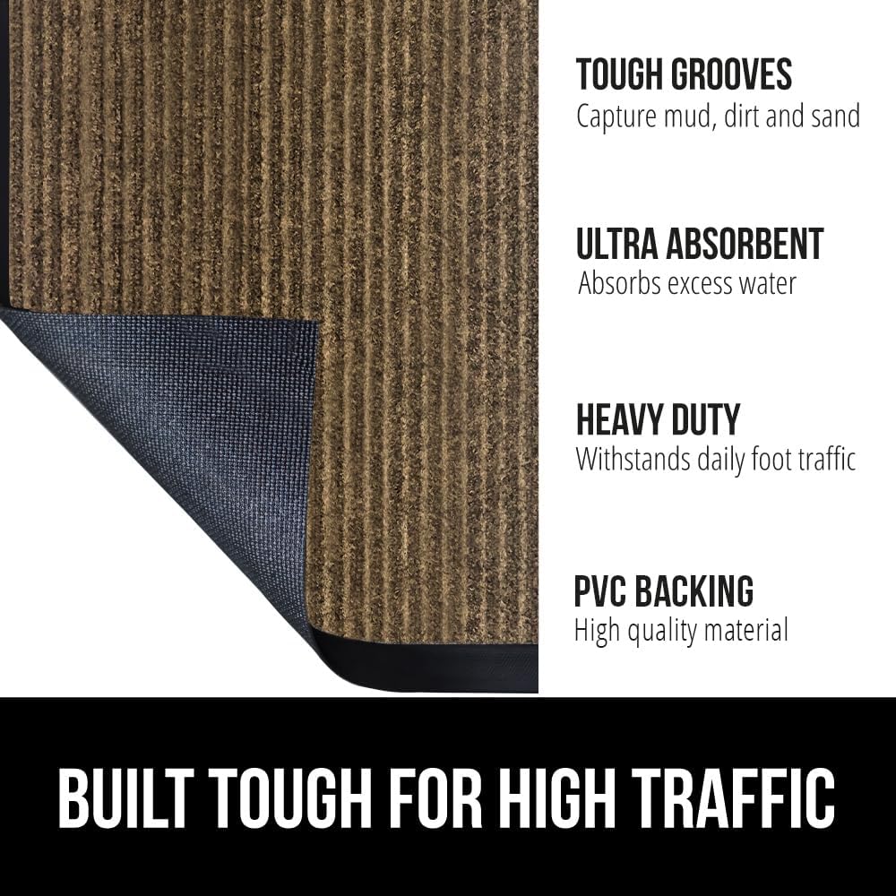 GORILLA GRIP Traffic Guard Door Mat, Heavy Duty Welcome Mats, Commercial Office Space Doormat