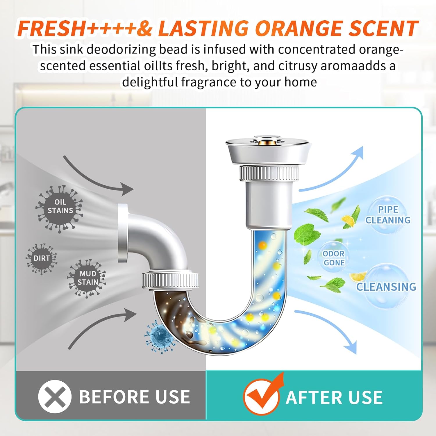 50 Count Garbage Disposal Cleaner and Deodorizer – Sink Odor Eliminator, New Powerful XL Sink Drain
