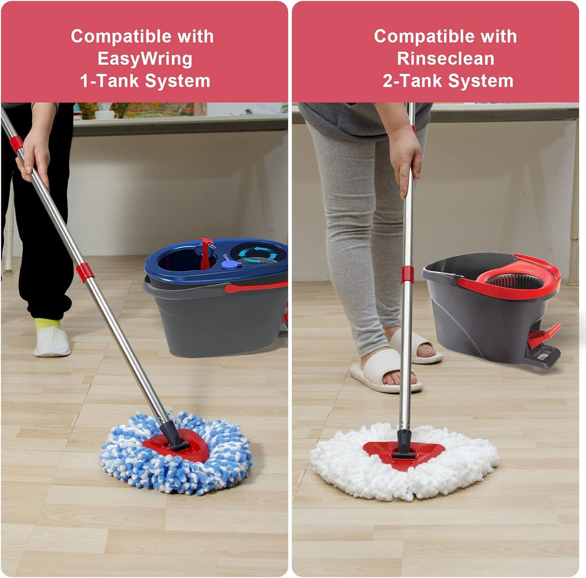 Spin Mop Replacement Handle - 4 Section Mop or Broom Handle/Stick Compatible with O Cedar Spin Mop