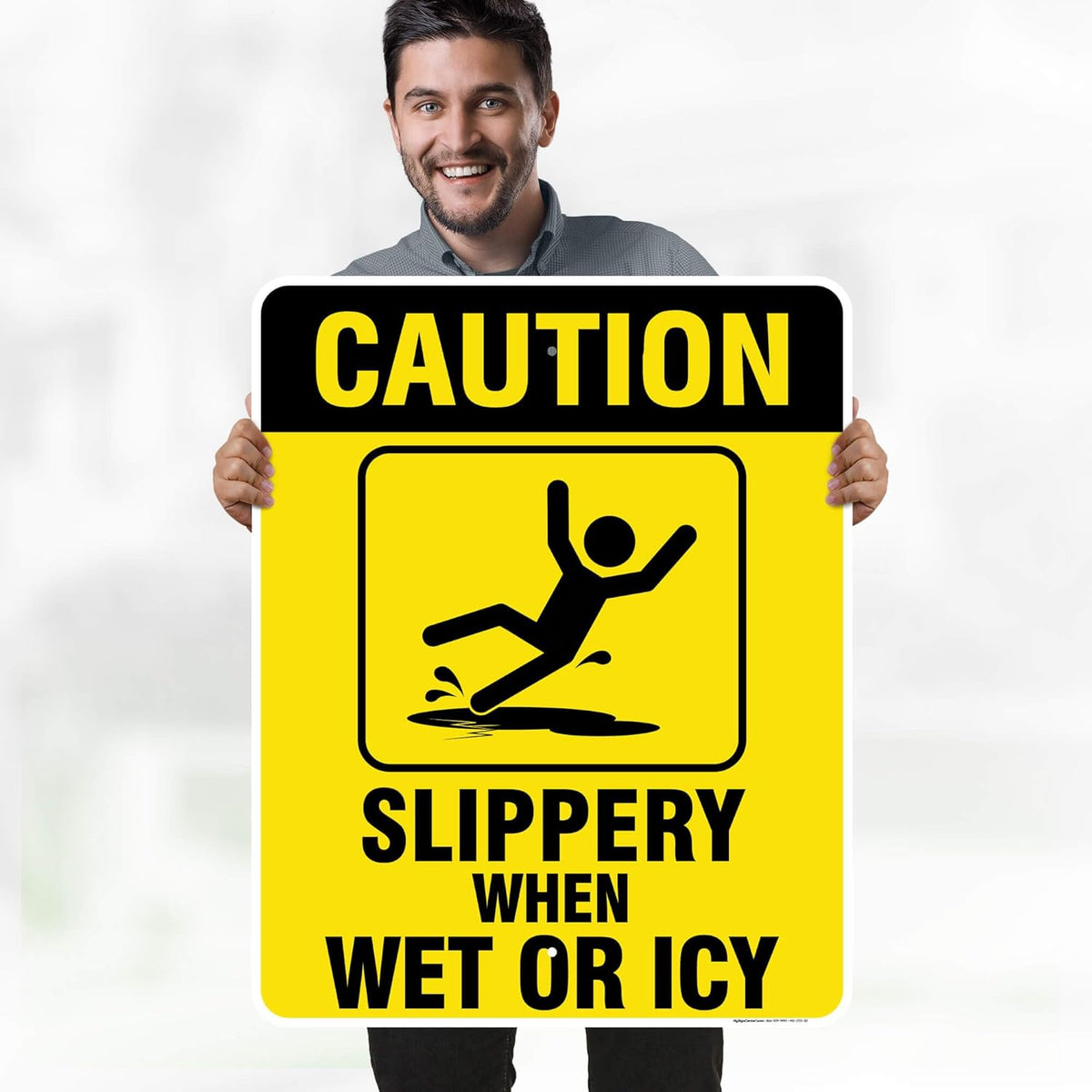 Caution Slippery When Wet Sign or ICY Sign, 24"x30" .063 Aluminum, Indoor/Outdoor Use, USA MADE By
