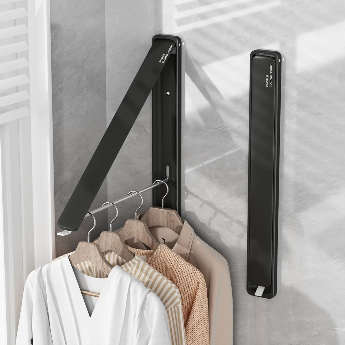 Clothes Drying Rack for Laundry Drying Rack Wall Mounted Clothes Hanger Rack Retractable Laundry
