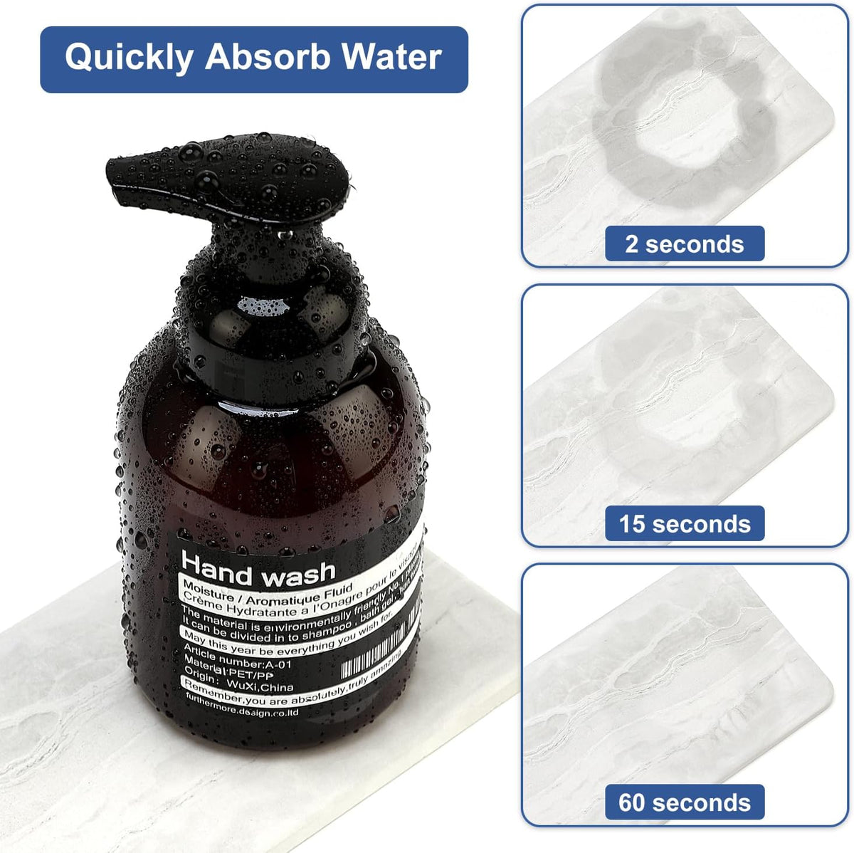 4 Pack Water Absorbing Stone Drying Tray for Bathroom Sink Trays Kitchen Counter Diatomite Stone