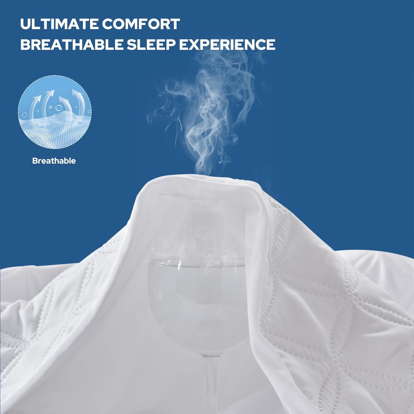 BEDLORE Waterproof Mattress Protector, Queen Size Noiseless Mattress Pad with Deep Pocket Fitted Up
