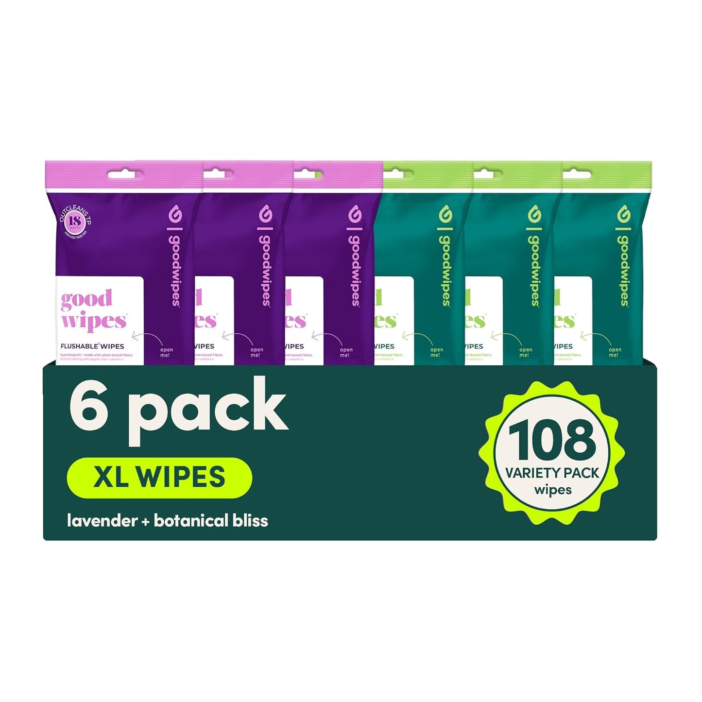 goodwipes Flushable Wipes Travel Size - Extra Large Adult Wet Wipe - On-the-Go Portable Wipes