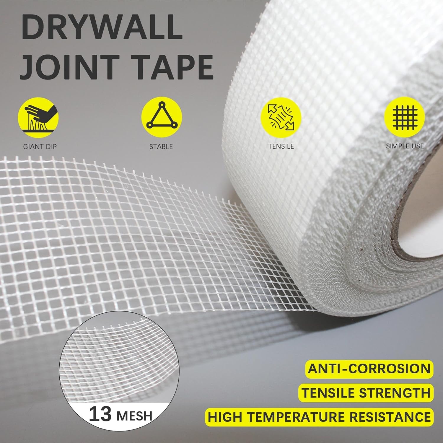 10" 100 Feet Drywall Joint Tape, Self-Adhesive Encrypted Fiberglass Drywall Repair Mesh Tape for