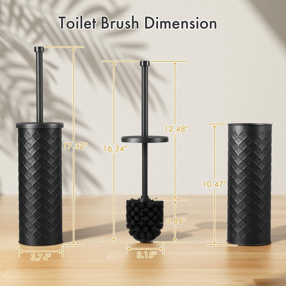 Bathway Toilet Bowl Brush and Holder Set 2 Pack with 4 Extra Brush Heads (Black) – view 2