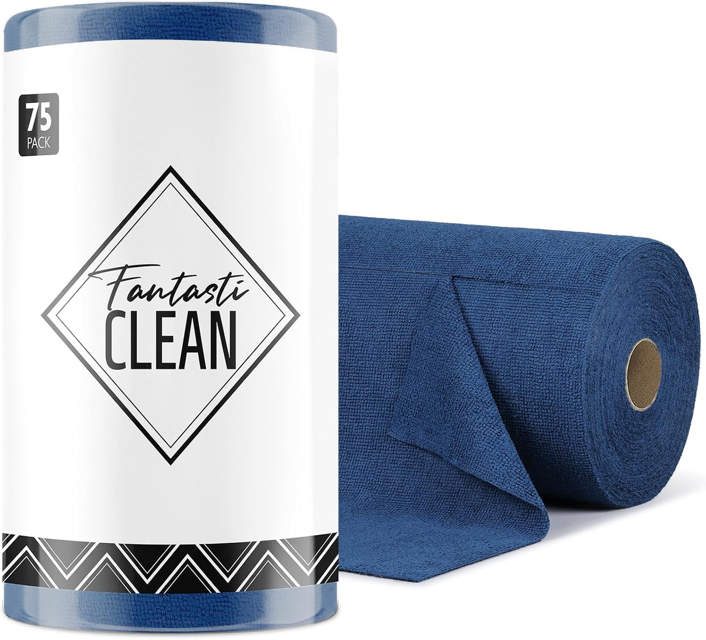 Fantasticlean Microfiber Cleaning Cloth Roll -75 Pack, Tear Away Microfiber Towels, 12" x 12"