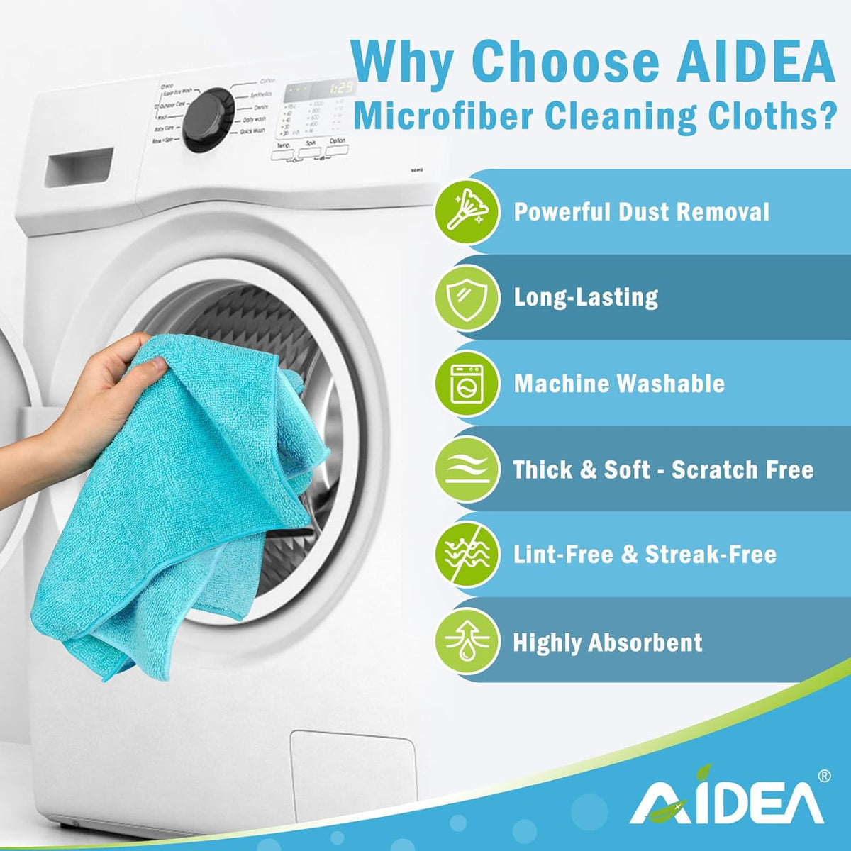 AIDEA Microfiber Cleaning Cloth-12PK, Soft Microfiber Towels for Cars, Absorbent Cleaning Rags