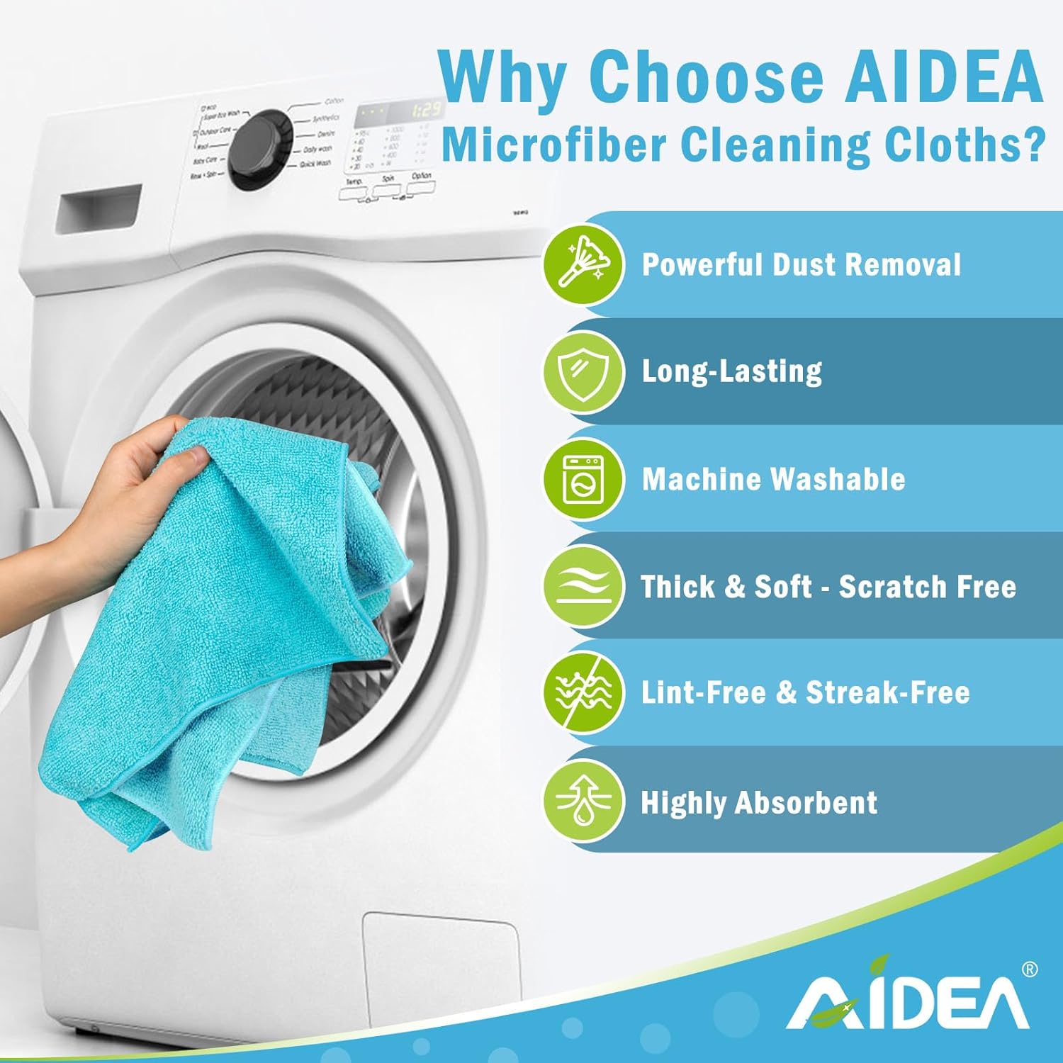 AIDEA Microfiber Cleaning Cloth-12PK, Soft Microfiber Towels for Cars, Absorbent Cleaning Rags