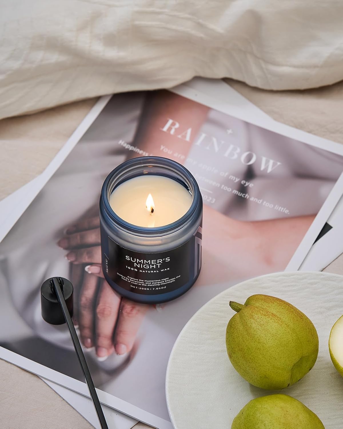M&SENSE Summer's Night Scented Candle, All Natural Soy Wax Clean Non Toxic Manly Candle for Home