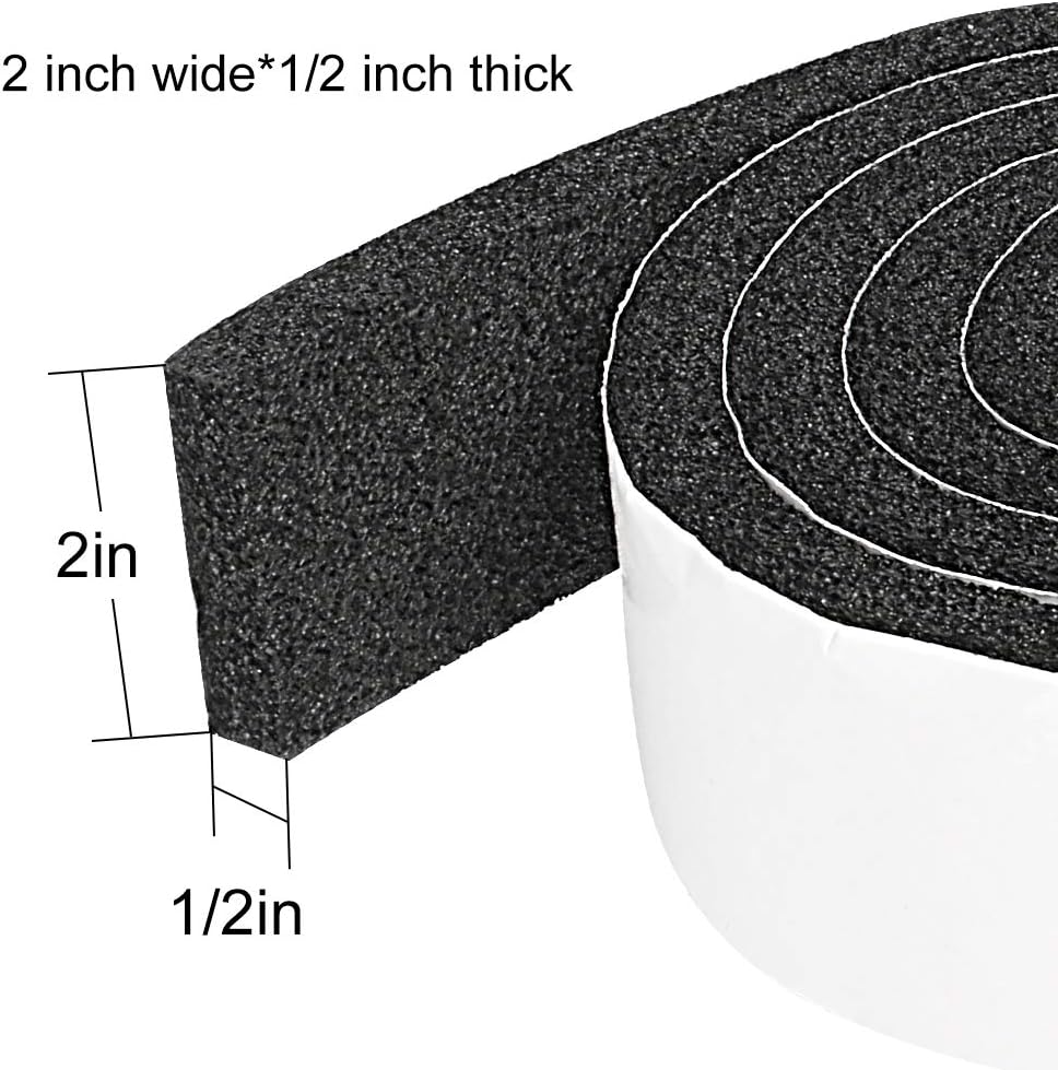 2 Rolls 2 Inch W 1/2 Inch T Weather Stripping Air Conditioner Open Cell Foam Seal Tape, Window