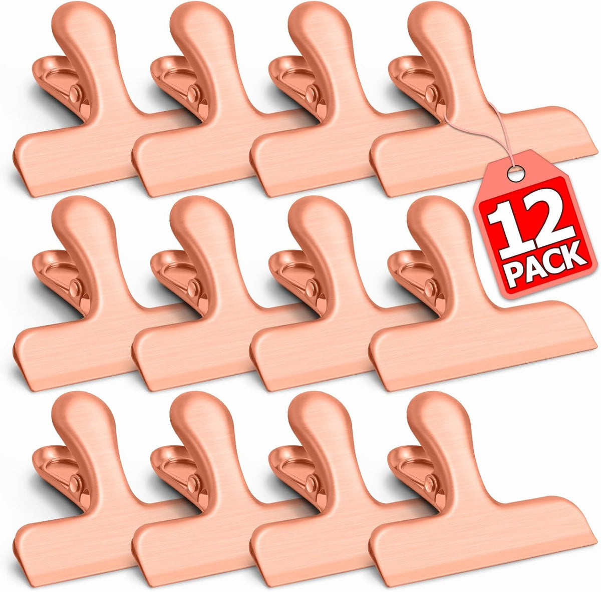 VNDUEEY 12 Pack Stainless Steel Chip Bag Clips, Chip Clips for Food Bags, Air Tight Seal Bag Clip