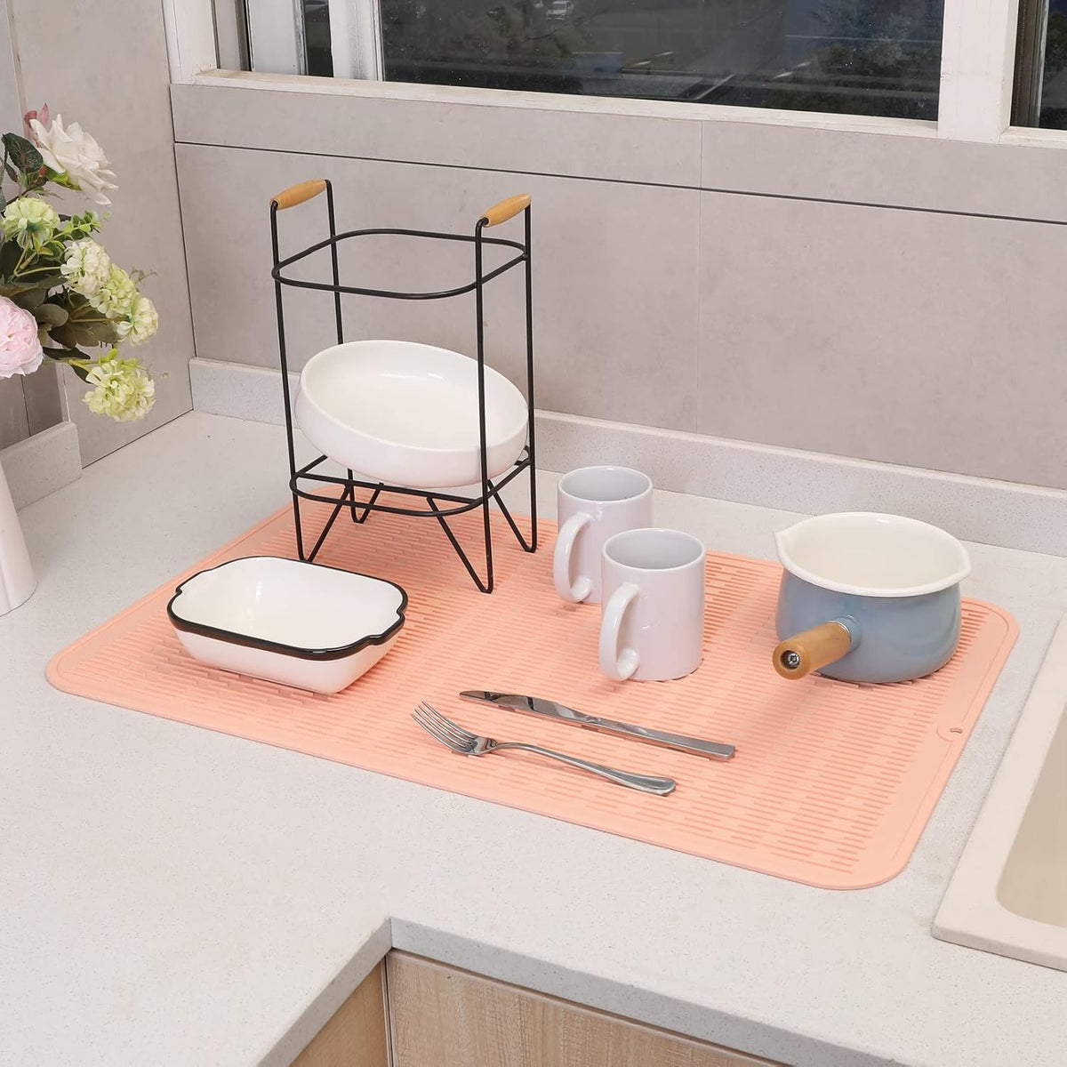 Silicone Dish Drying Mat for Multiple Usage,Easy clean,Eco-friendly,Heat-resistant Silicone Mat for