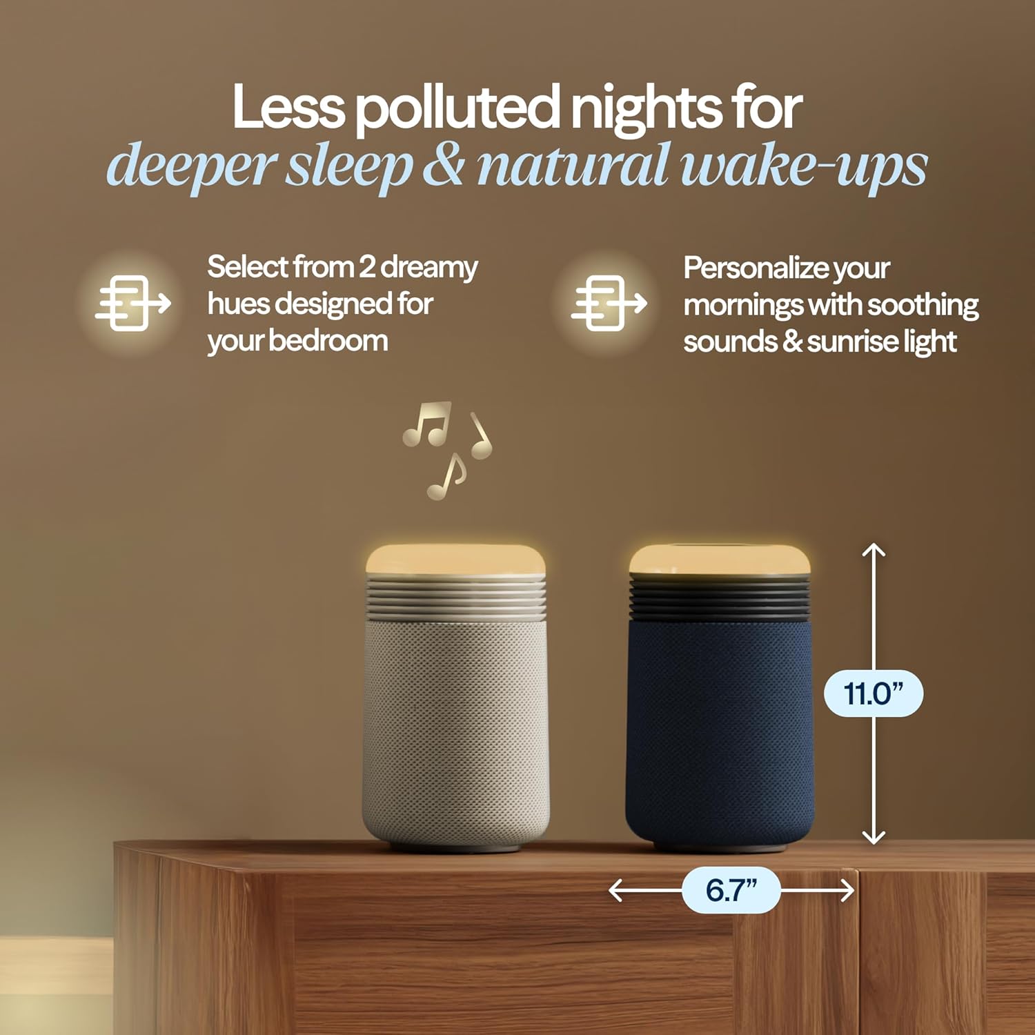 BLUEAIR Purifier for Bedroom - Mini Restful - Sunrise Clock with HEPASilent Filtration and Wake Up