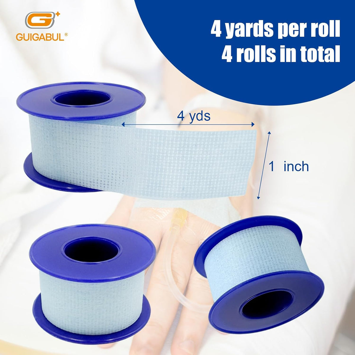 Silicone Surgical Tape 1" x 4yd (4 Rolls),Medical Tape for Sensitive Skin,Surgical Tape Pain-Free