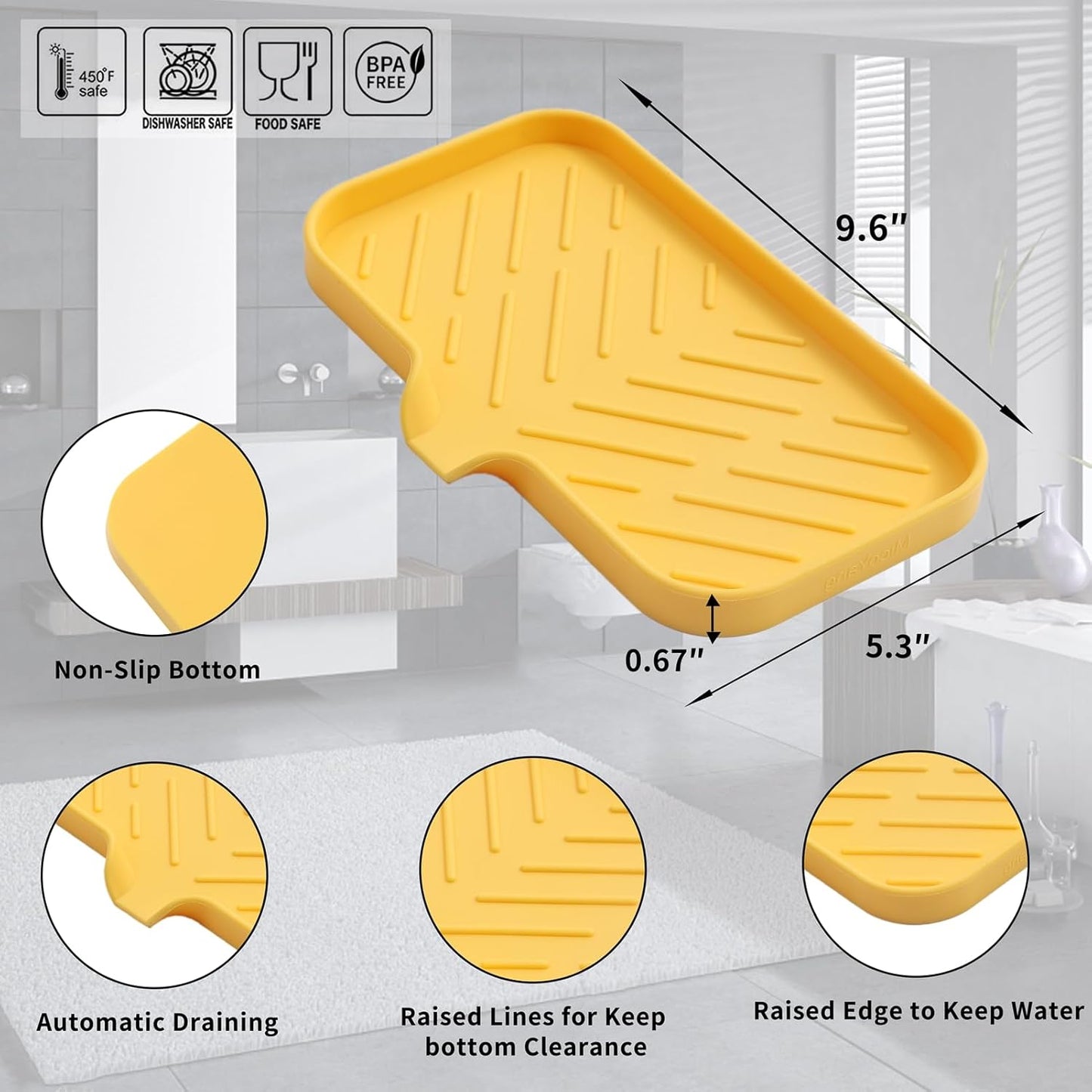 Silicone Bathroom Soap Dishes with Drain Spout-Bathroom and Kitchen Sink Organizer,Sponge