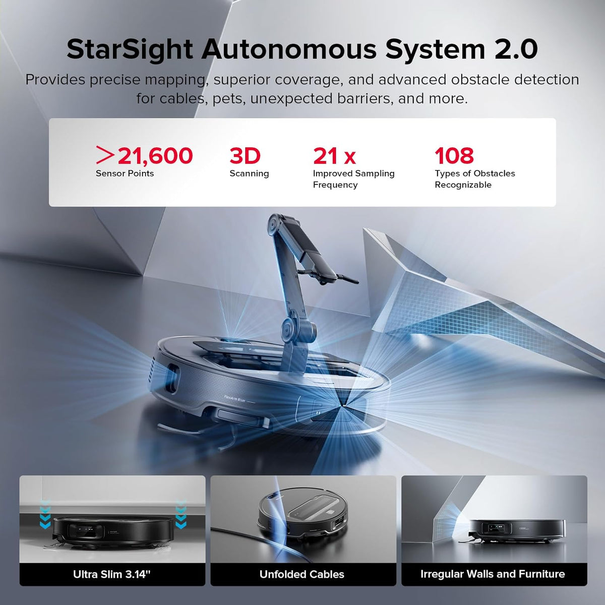 roborock Saros Z70 Robot Vacuum and Mop, OmniGrip Arm, AI-Powered, 22,000Pa Suction, 3.14’’ Ultra