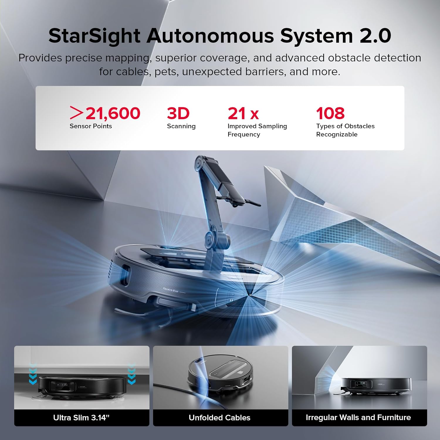 roborock Saros Z70 Robot Vacuum and Mop, OmniGrip Arm, AI-Powered, 22,000Pa Suction, 3.14’’ Ultra
