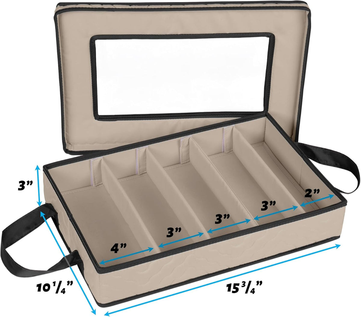 Flatware Storage Case - Durable 5 Compartment Silverware Storage Container Box with Removable Lid