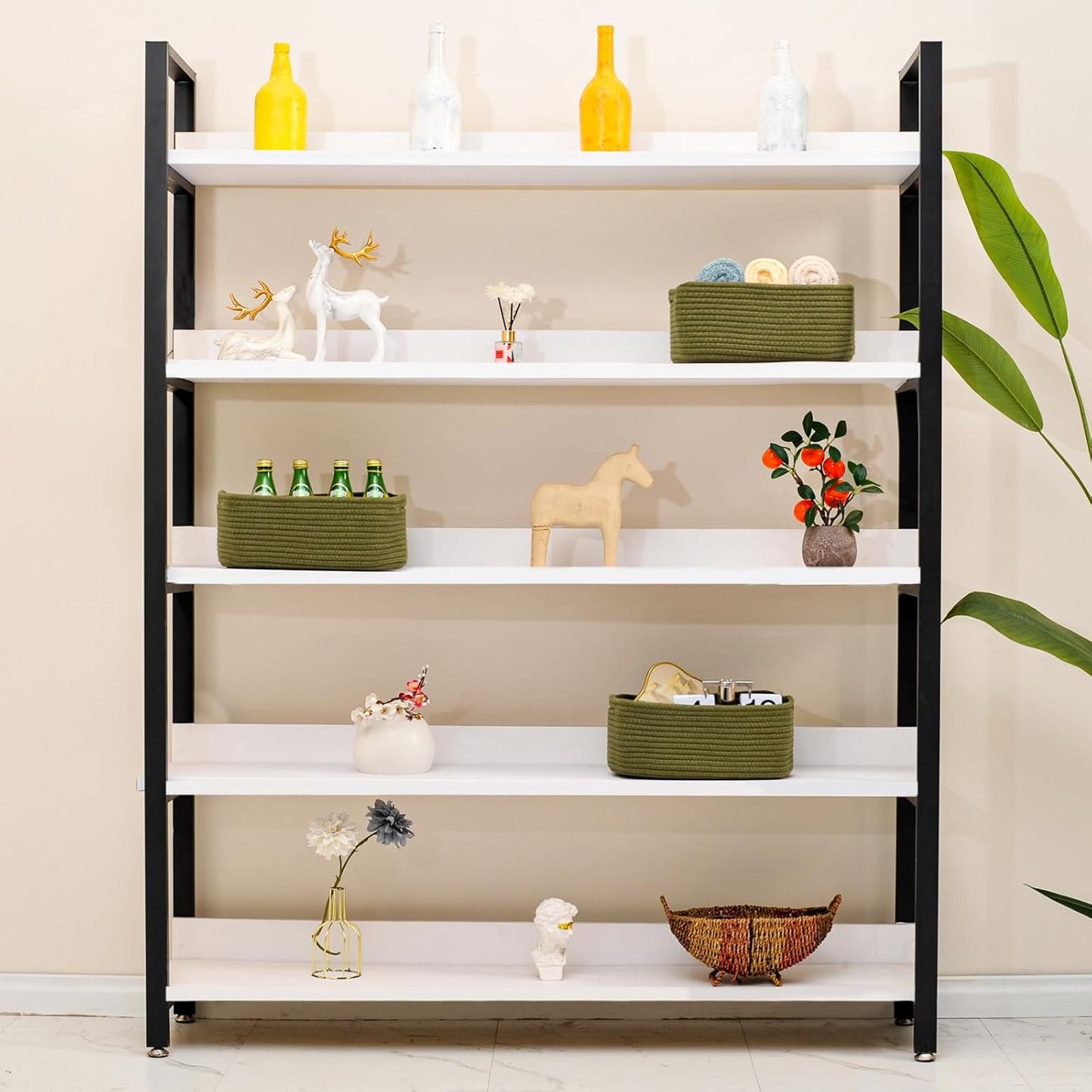 Small Green Storage Baskets for Organizing Shelves, Cute Woven Baskets for Storage, Organizer
