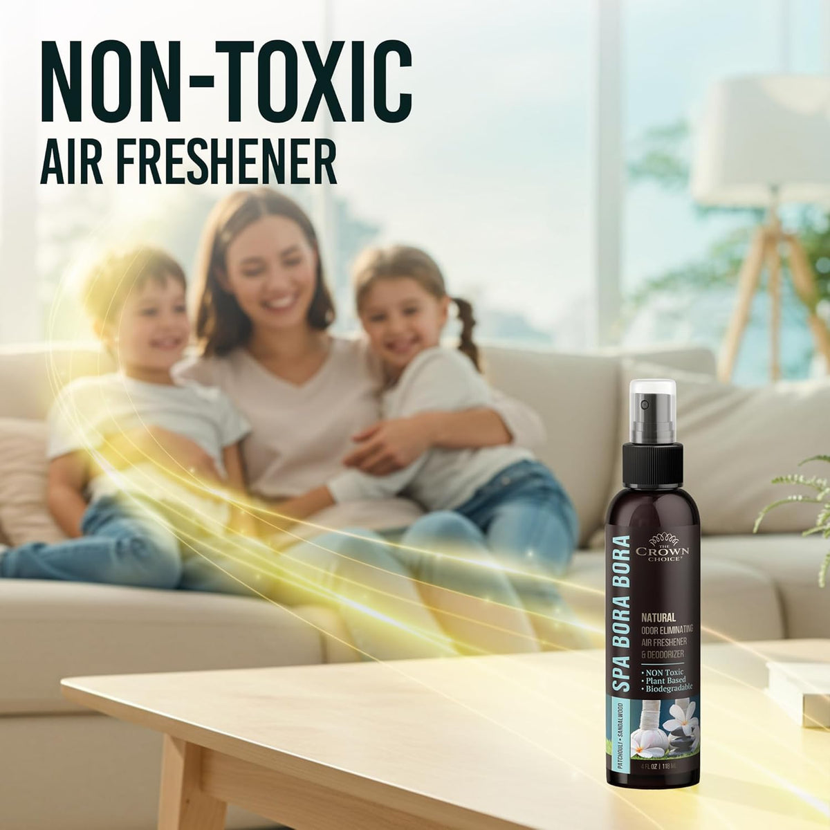 Non-Toxic Odor Eliminator, Natural Sandalwood & Patchouli Air Freshener Spray for Home, Room