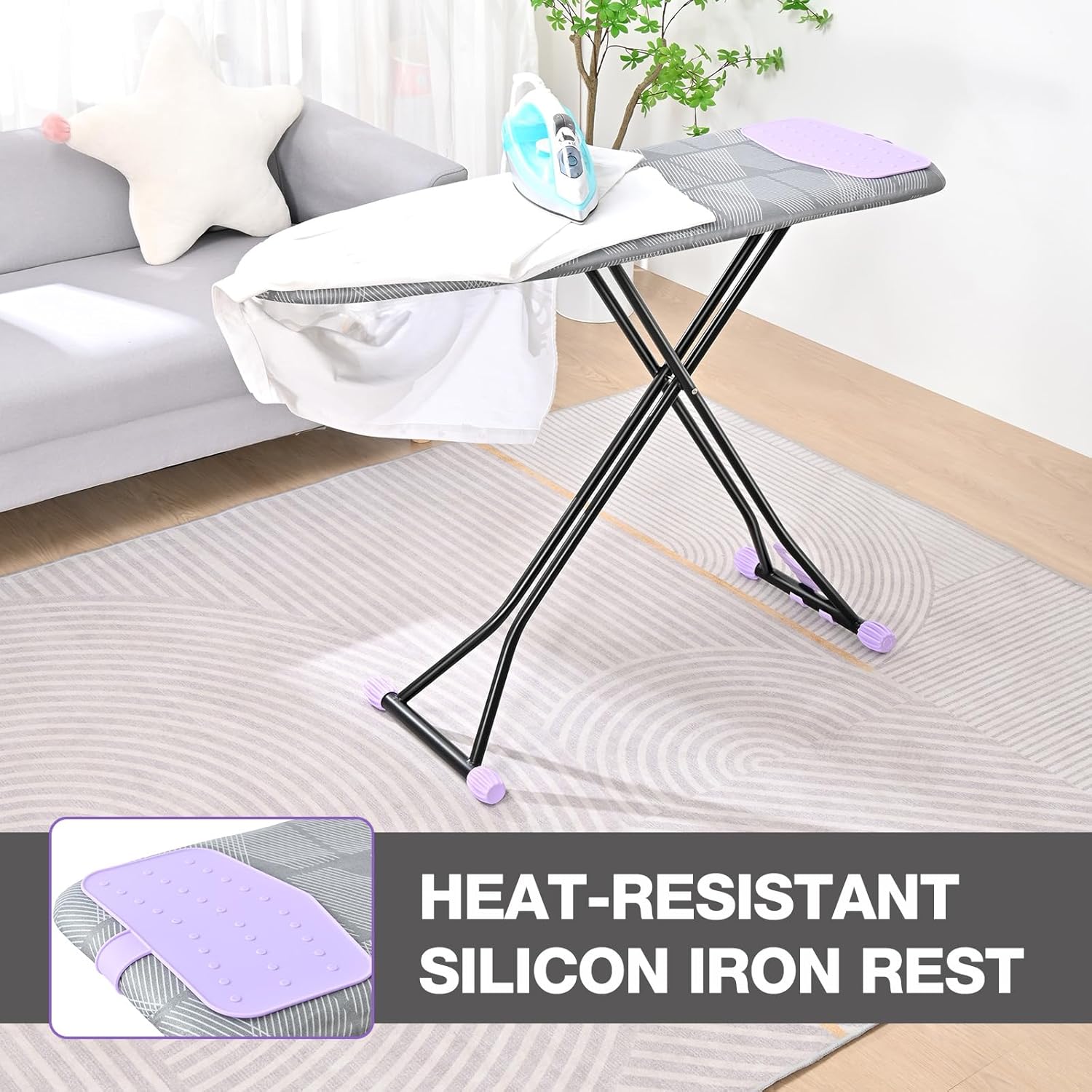 APEXCHASER Ironing Board with Iron Rest, Compact and Space Saver Iron Board, Extra Thick Cover