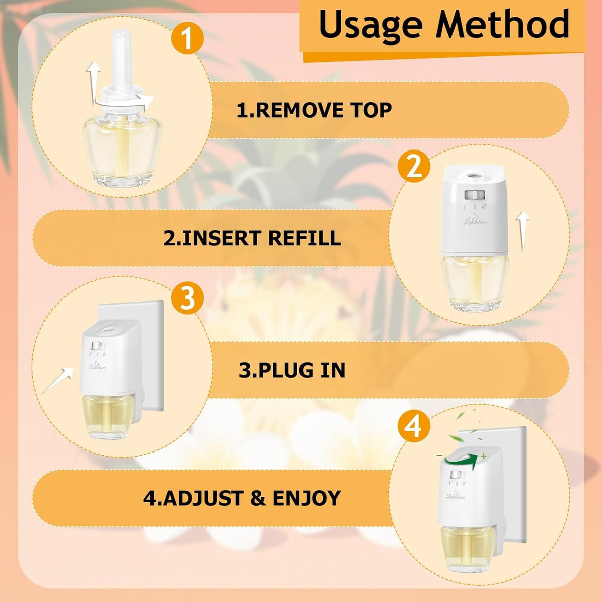 Plug-in Refills Home Plug-in Air Freshener - Hawaiian Scent Refills 6 Count Long-Lasting Fragrance