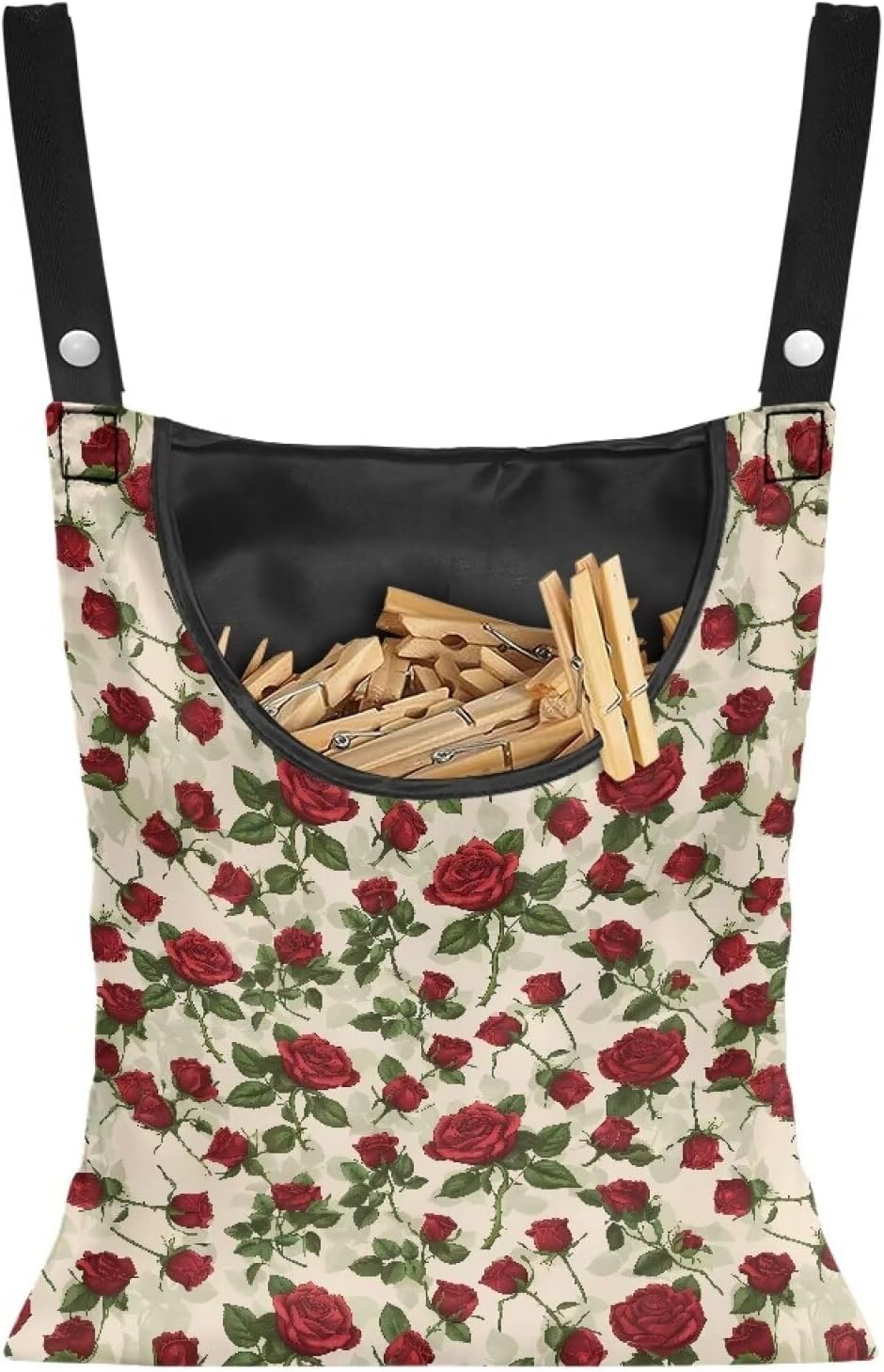 Rose Clothespin Bag Fashion Hanging Storage Organizer Clothes Pin Bag Waterproof Laundry Clothespin