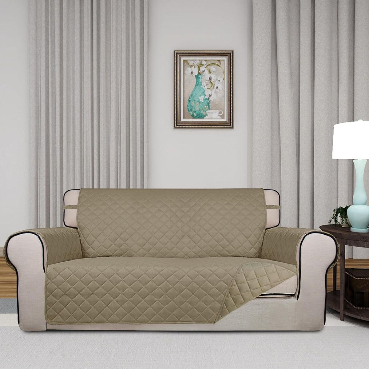 PureFit Reversible Quilted Sofa Cover, Water Resistant Slipcover Furniture Protector, Washable